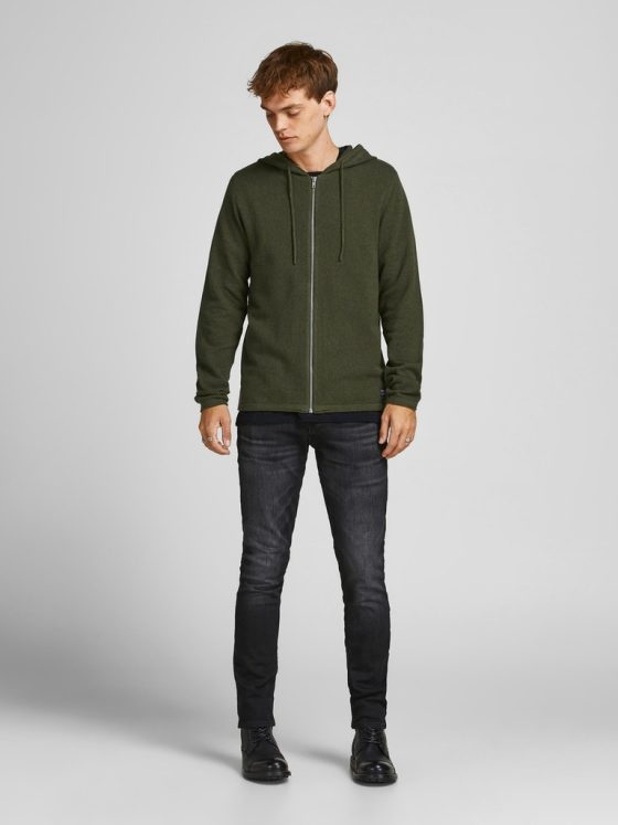 JACK&JONES HILL HOODED ZIP KNITTED CARDIGAN 12190154