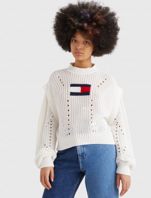 TOMMY JEANS OVERSIZED ΠΟΥΛΟΒΕΡ ΜΕ ΠΛΕΚΤΗ ΣΗΜΑΙΑ DW0DW13440