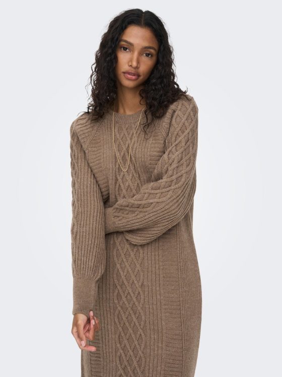 ONLY LEISE FREYA LONG SLEEVE CABLE DRESS KNIT 15268813