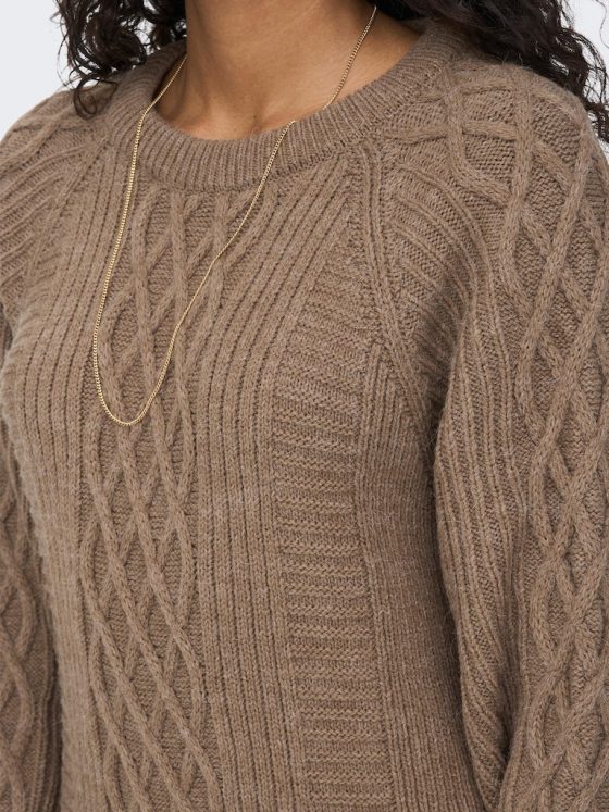 ONLY LEISE FREYA LONG SLEEVE CABLE DRESS KNIT 15268813
