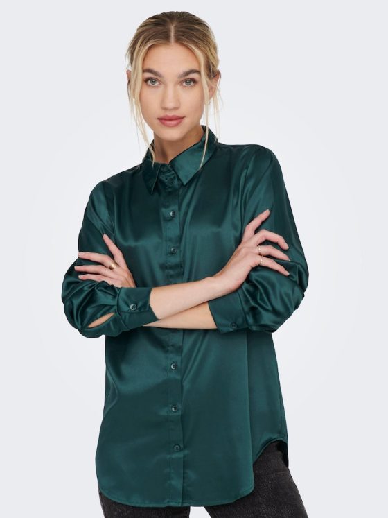 ONLY VICTORIA LONG SLEEVE LOOSE SATIN SHIRT 15279352