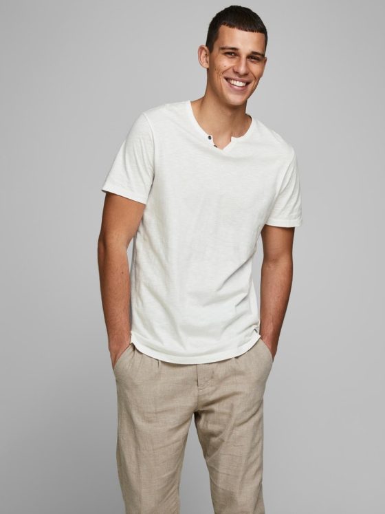 JACK&JONES SPLIT NECK TEE 12164972