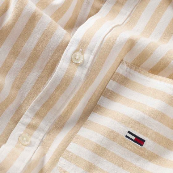TOMMY JEANS CLASSIC LONG SLEEVE STRIPE LINEN SHIRT DM0DM16342