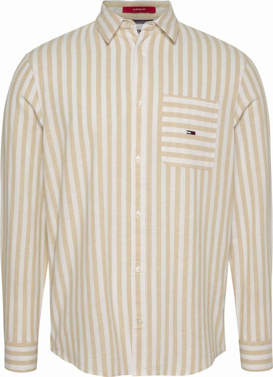 TOMMY JEANS CLASSIC LONG SLEEVE STRIPE LINEN SHIRT DM0DM16342