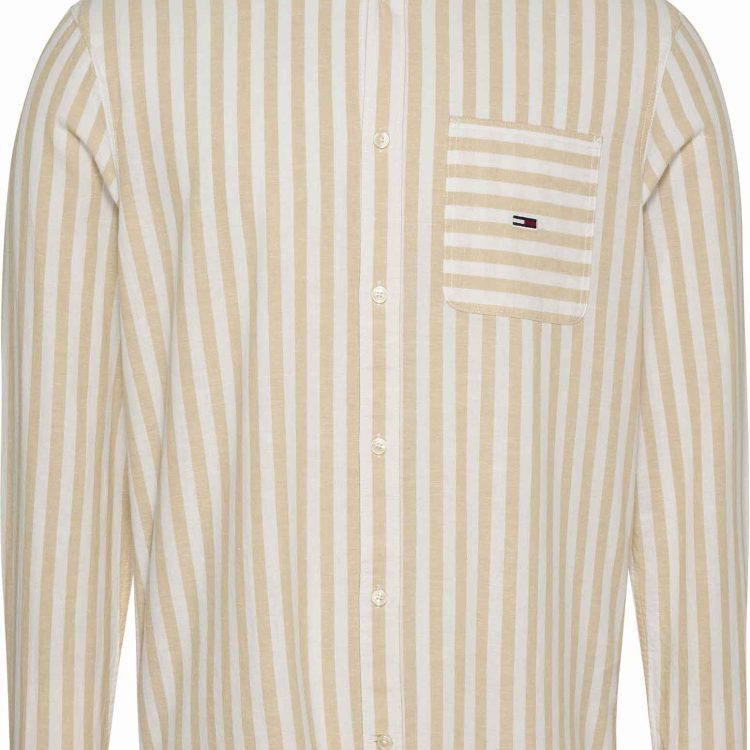TOMMY JEANS CLASSIC LONG SLEEVE STRIPE LINEN SHIRT DM0DM16342