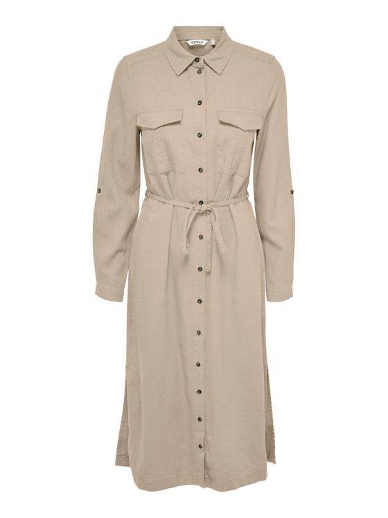 ONLY CARO LONG SLEEVE LINEN SHIRT DRESS 15278720
