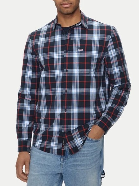TOMMY JEANS MEN REGULAR POPLIN CHECK SHIRT DM0DM19512