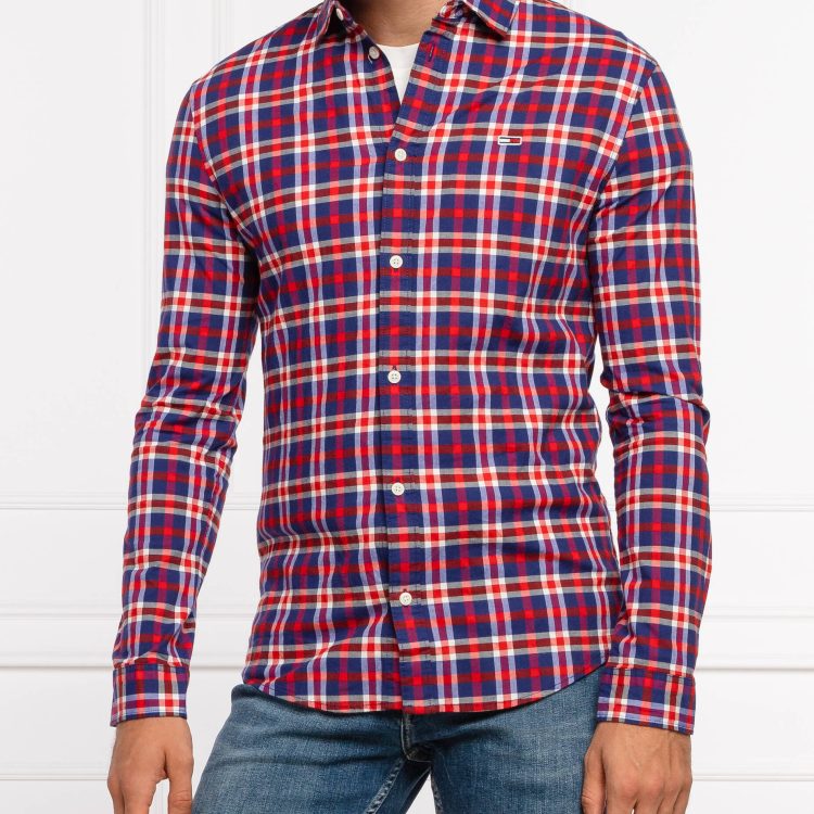 TOMMY JEANS SLIM STRETCH CHECK POPLIN SHIRT DM0DM11328