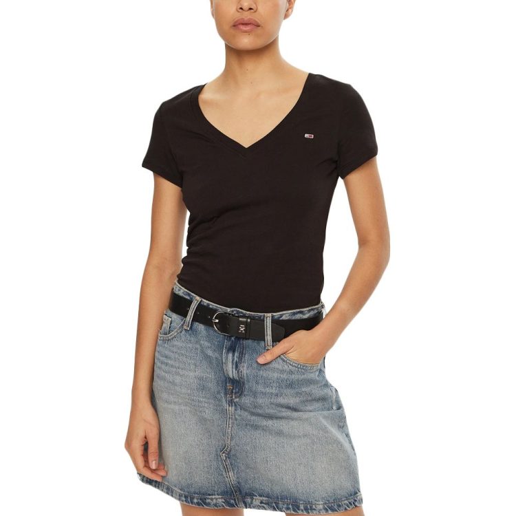 TOMMY JEANS WOMEN V-NECK SLIM TEE DW0DW20458