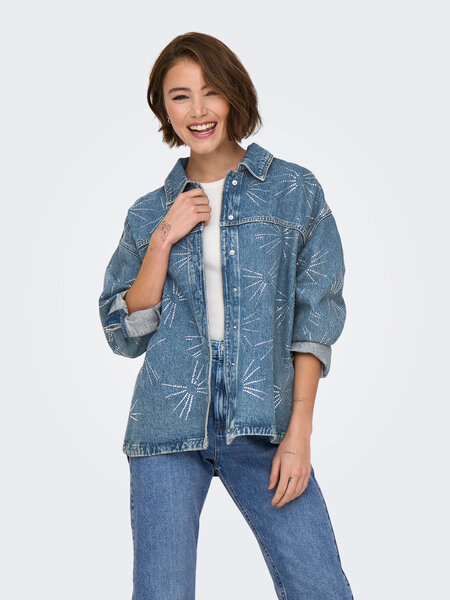 ONLY EMMIE DENIM OVERSHIRT RHINESTONE SHIRT 15334966
