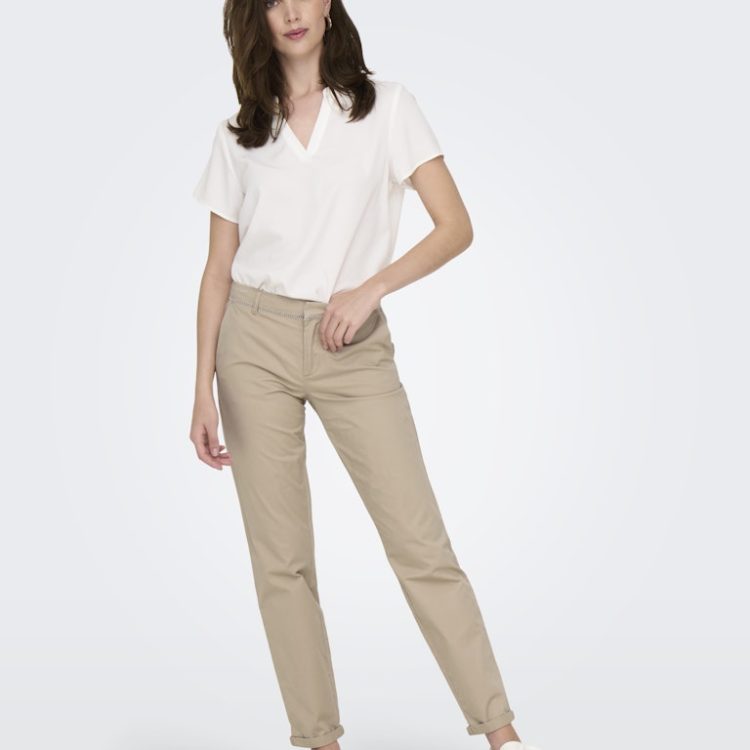 ONLY BIANA MID WAIST PIPING CHINO PANTS 15338655