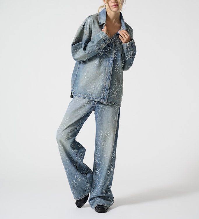 ONLY HOPE EX HIGHT WAIST WIDE RHINSTONES DENIM 15334965