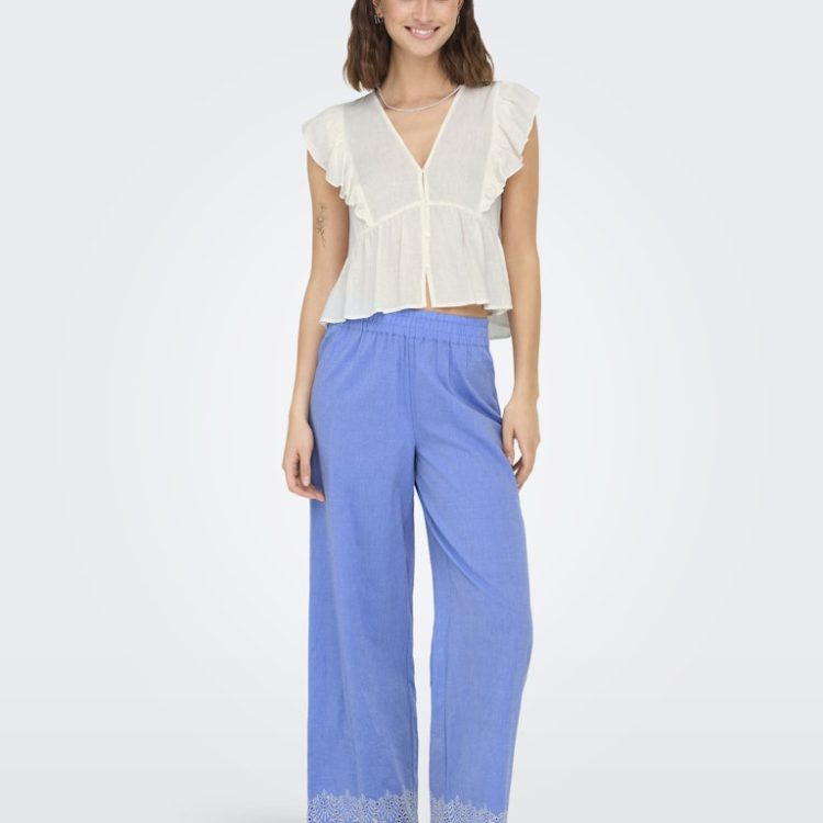 ONLY PAULA TULUM EMBROIDERED PULL-UP PANT 15343184