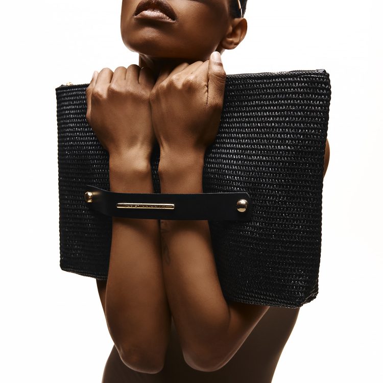 CHRISTINA MALLE BLACK STRAW POCHETTE