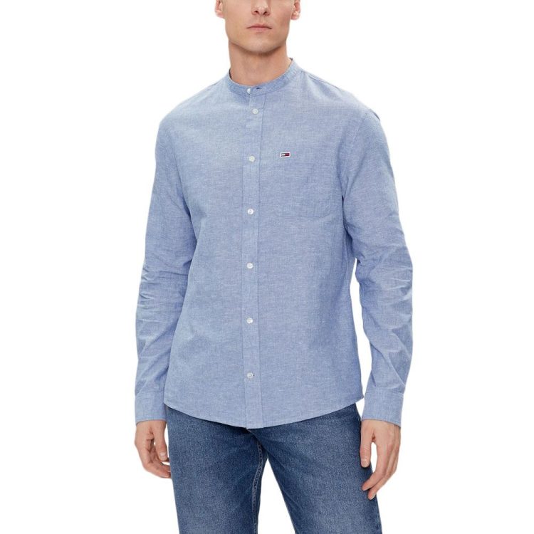TOMMY JEANS MEN LINEN MIX BAND COLLAR SHIRT DM0DM20876