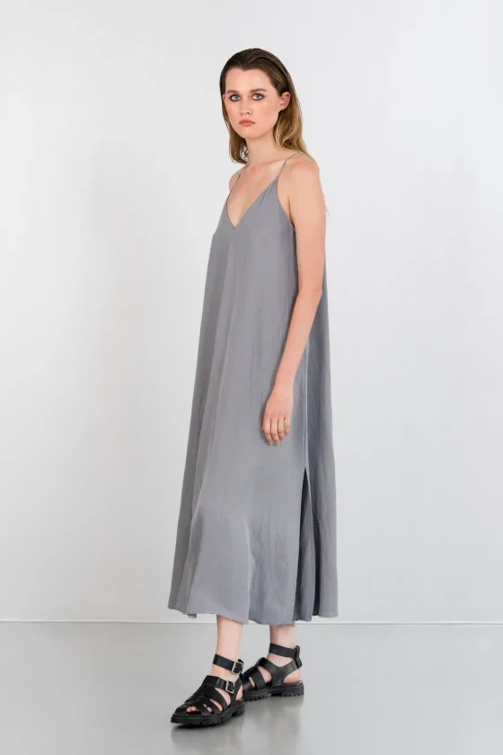 Γυναικείο γκρι μάξι slip dress gauze φόρεμα philosophy DR2802 (1)-1100x1650.jpg