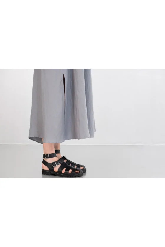 Γυναικείο γκρι μάξι slip dress gauze φόρεμα philosophy DR2802 (2)-1100x1650w.jpg