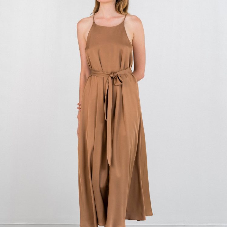 PHILOSOPHY ΦΟΡΕΜΑ MAXI SATIN HALTER NECK DR2793
