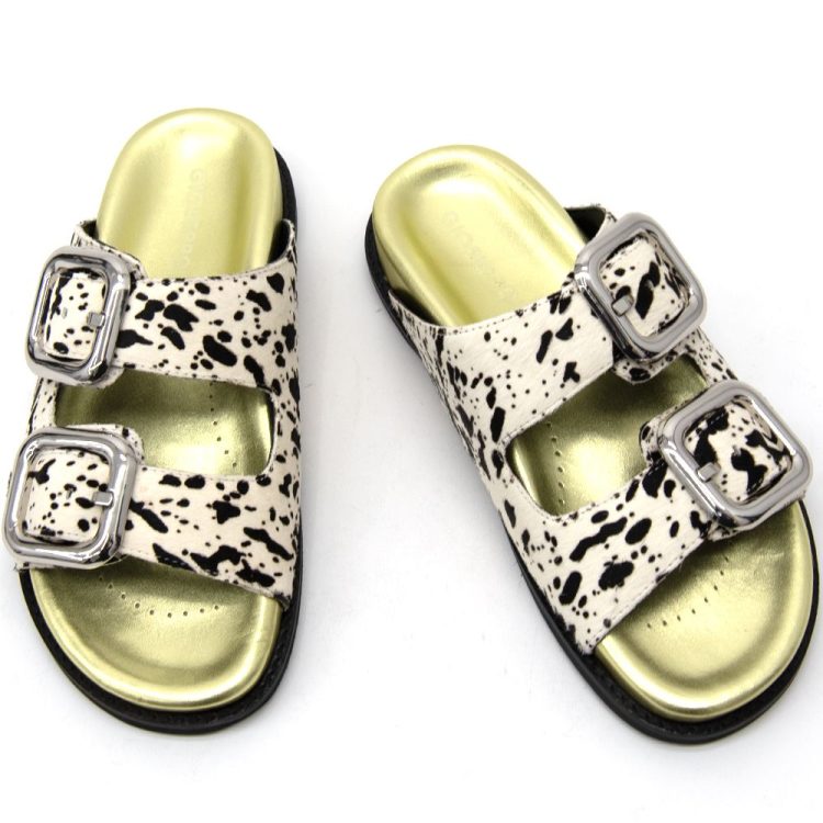 GIOSEPPO MIFFLIN PONY SKIN LEATHER ANIMAL PRINT SANDALS 75453
